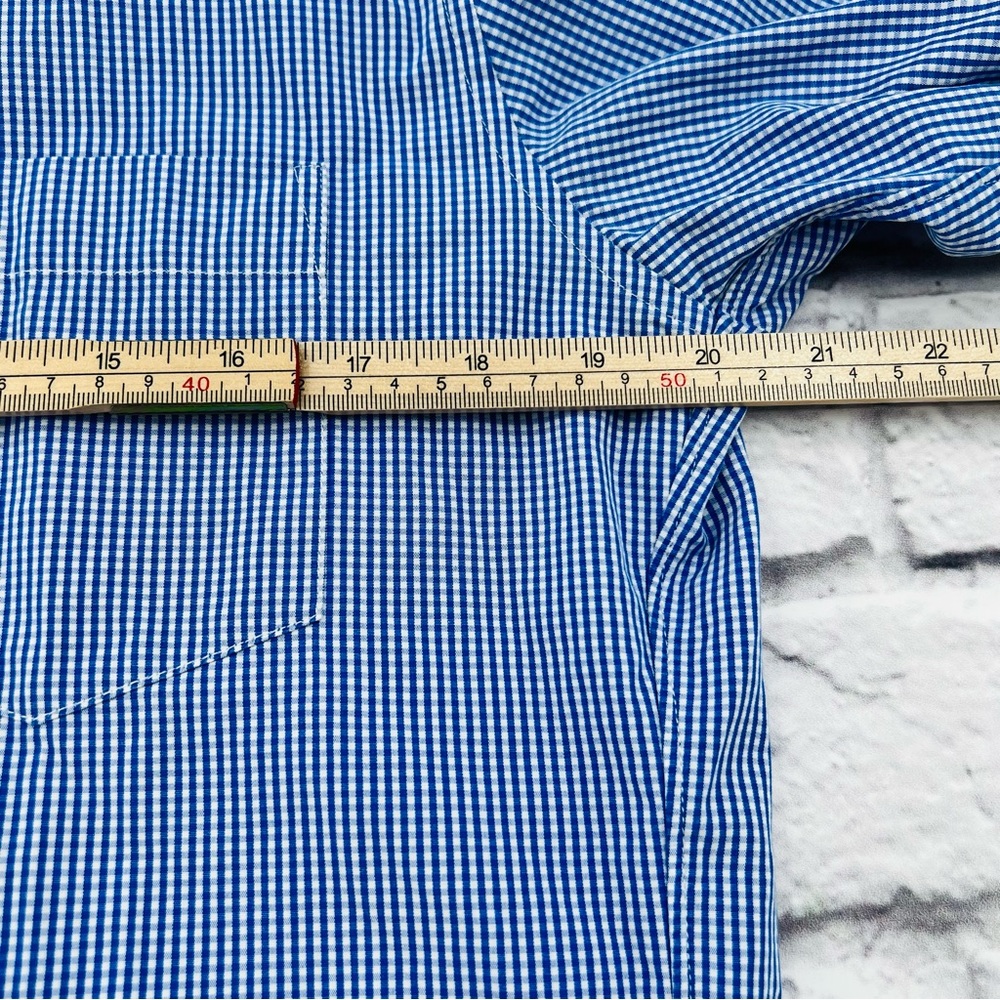 J. Crew Factory Thompsons Shirtings Men's M 15-15.5 Blue White Micro Check - Picture 7 of 9